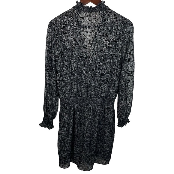 WHBM | Black Flocked Soft Dot Blouson Dress New - Picture 4 of 10